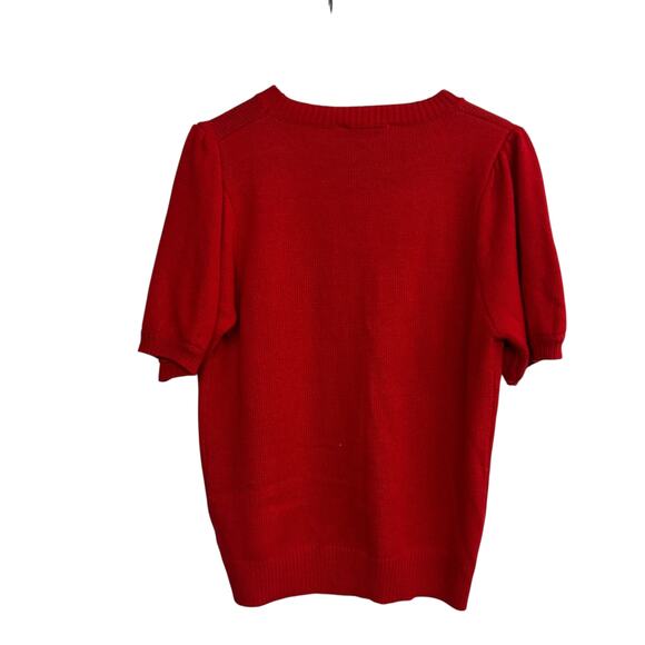 Americana USA Knit Sweater Top Haptics Red Short Sleeve Small - Picture 4 of 7